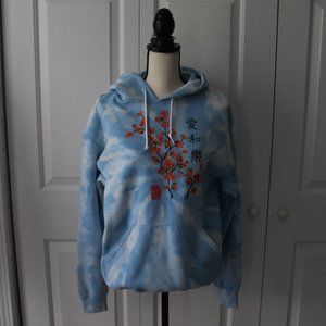 Blue Tie Dyed Hoodie with motif
